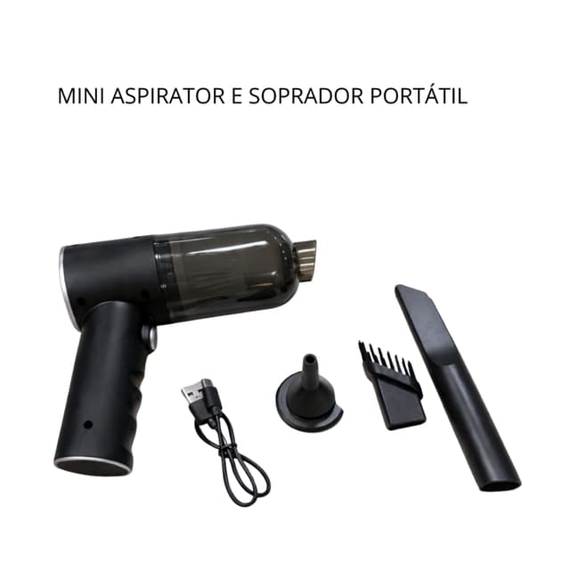 Aspirador e Soprador 4 em 1 Portátil Alta Potência e Multi Funcional para Limpezas Carros Janelas Sofás Tarpetes Gavetas