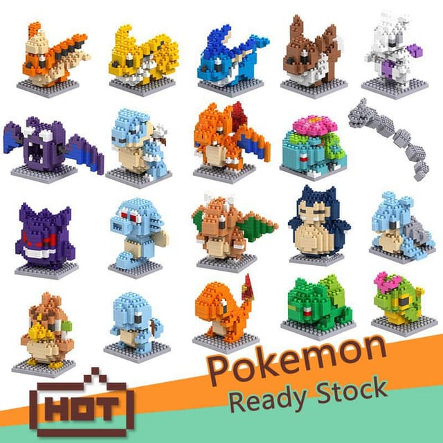 20 Tipos/Lego Pokemon/Mini Blocos de Construção