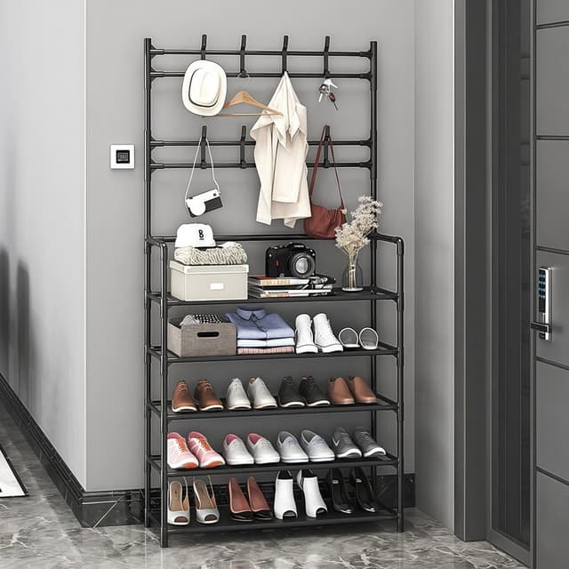 Arara 4/5 Andar Sapateira Organizadora Cabideiro Suporte Multiuso Sapato Tenis Roupa Quarto Armários