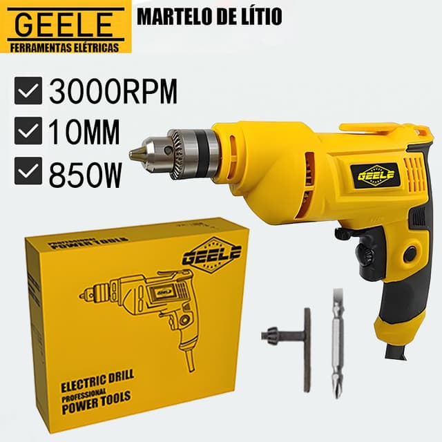 110v/220v Furadeira Parafusadeira de 850w 3000rpm com Acessórios Geele