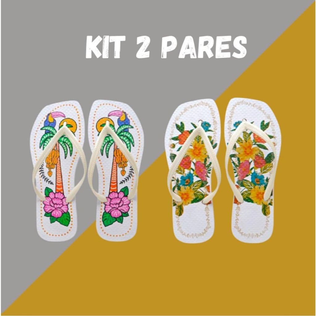 Kit 2 Pares Chinelo Feminino Casual Promoção Quadrado Lançamento Praia Promoção 2025