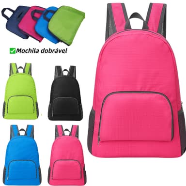 Mochila de Nylon Dobrável Compacta Impermeável Resistente para Viagem Escola e Academia Unissex