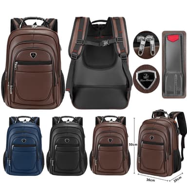 Mochila Couro Pu Grande Executiva para Notebook Trabalho Faculdade Reforçada Cabo de Aço