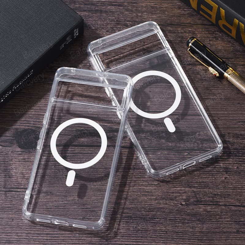 Google Pixel 7 7a 7 Pro 8 8a 8 9 9 6 6 6a 5 4xl 3xl Estojo de Alta Qualidade Tpu Transparente Silicone Macio Círculo Magnético Sem Fio Tampa Protetora À Prova de Choque