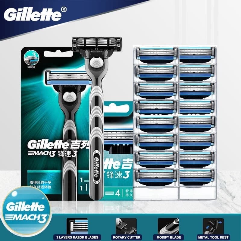 16/12/8pcs Gillettes Mach 3 Depilação com Barbear Masculino