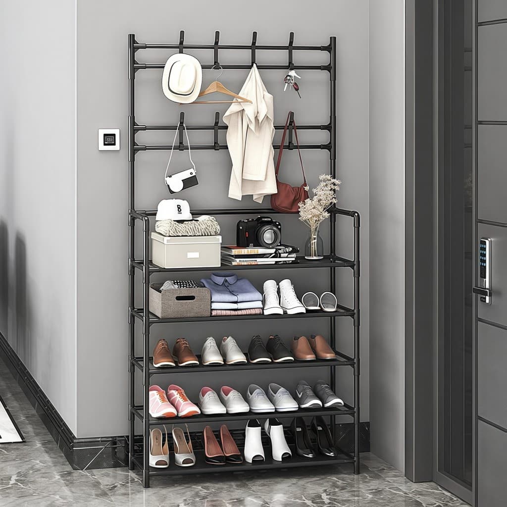 Arara 4/5 Andares Multiuso C/ Sapateira, Cabideiro e Suporte P/ Roupas, Tênis e Closet Quarto