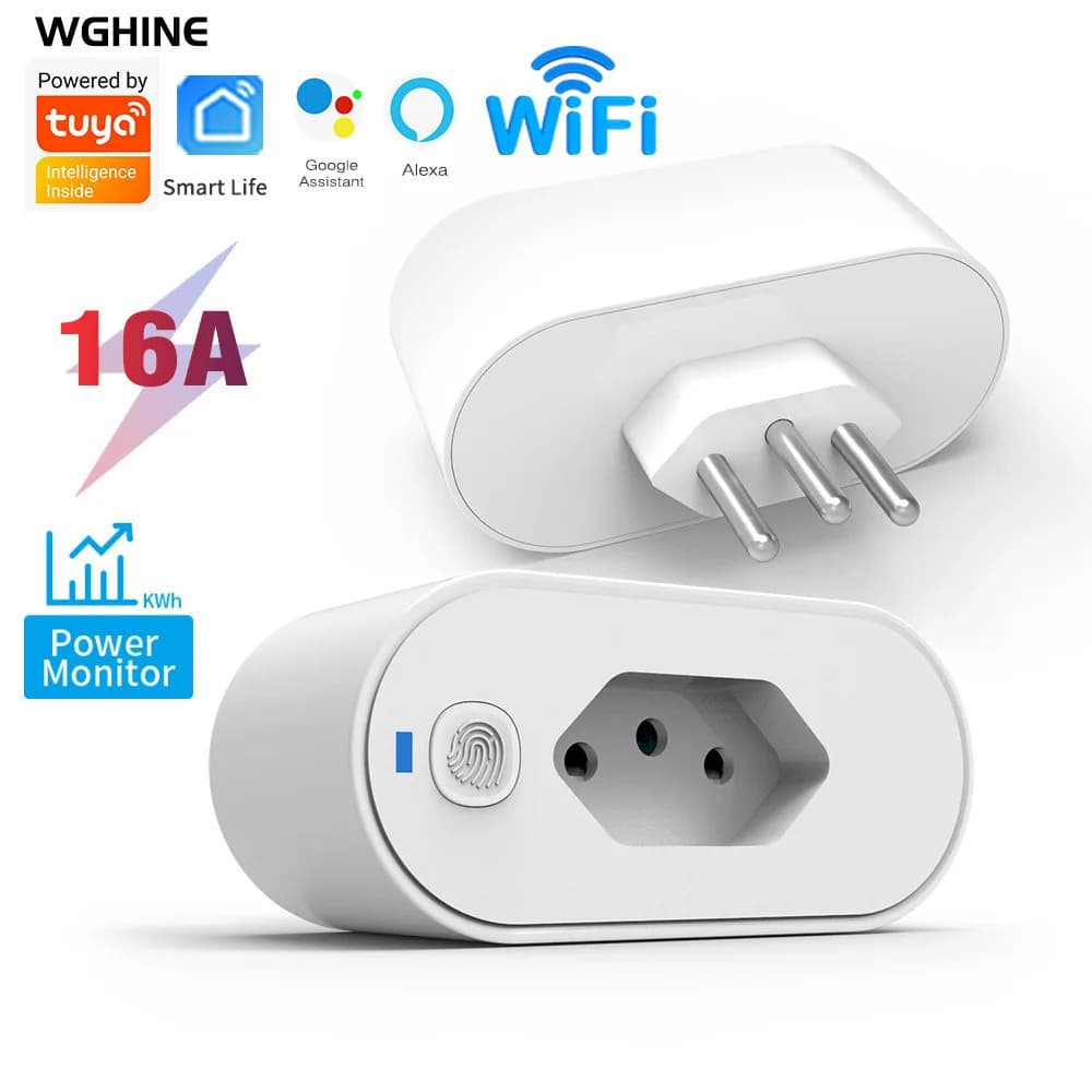 Kit1/2/3 Smart PLUG-Adaptador de Soquete Wi-Fi Tuya Smart Life App Control Alexa Google Home Adaptador de Soquete 16a