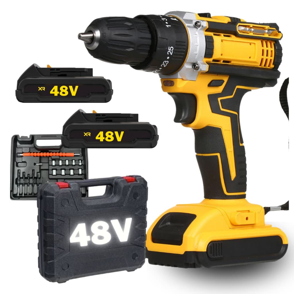 Parafusadeira Furadeira com 2 Baterias de 48v Maleta e Acessórios Completo Promocao