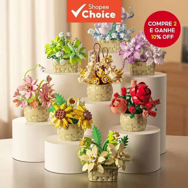 Bloco de Construção Buquê Vaso Girassol Lego-Compatível Presente Diy para Meninas Dia do Professor