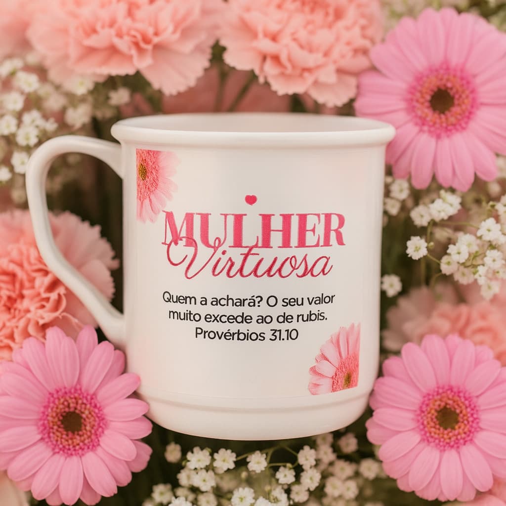 Kit Lembrancinha 10 Canecas Dia Internacional da Mulher Presente Personalizado Xicara Igreja Empresa