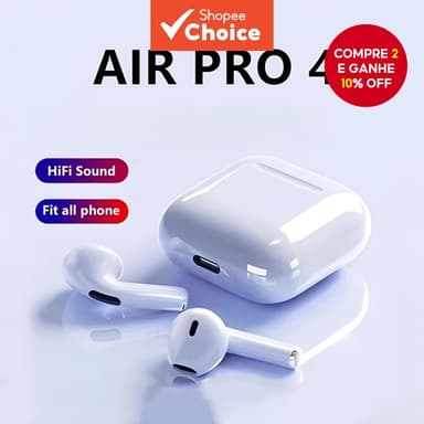 Tws Pro4 Bluetooth 5.3 Fones de Ouvido Sem Fio 9d Estéreo Alta Fidelidade Fone Microfone Verão Viagem Essencial Ano Novo