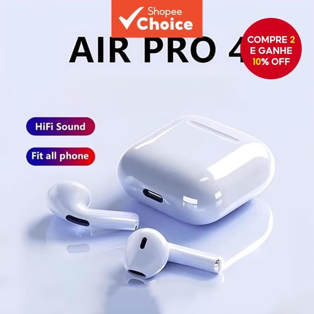 Tws Pro4 Bluetooth 5.3 Fones de Ouvido Sem Fio 9d Estéreo Alta Fidelidade Fone Microfone Verão Viagem Essencial Ano Novo