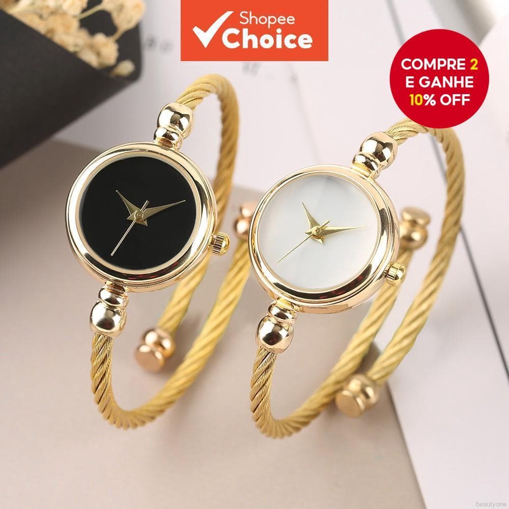 Relógio de Pulso de Quartzo Retrô de Aço Inoxidável com Pulseira Pequena para Moda Feminina