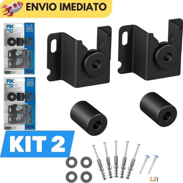 Kit C/ 1 ,2 , 3 Suporte Universal Fixo para Smart Tv LED Lcd Tv 4K Parede Painel 10 24 32 43 50 55 60 75 100 Plg