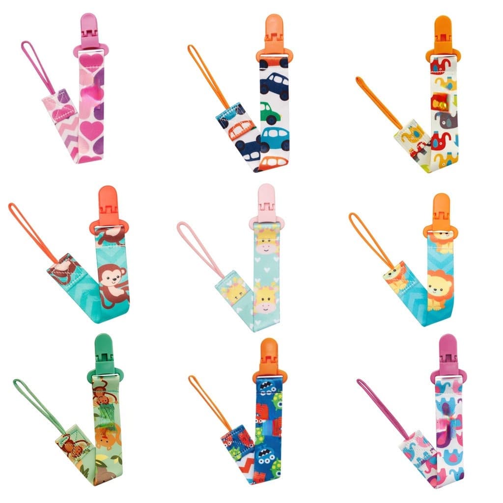 Kit Ate 5 Prendedor de Chupeta com Trava com Corrente Clipe Chupeta Menino e Menina - Promoção