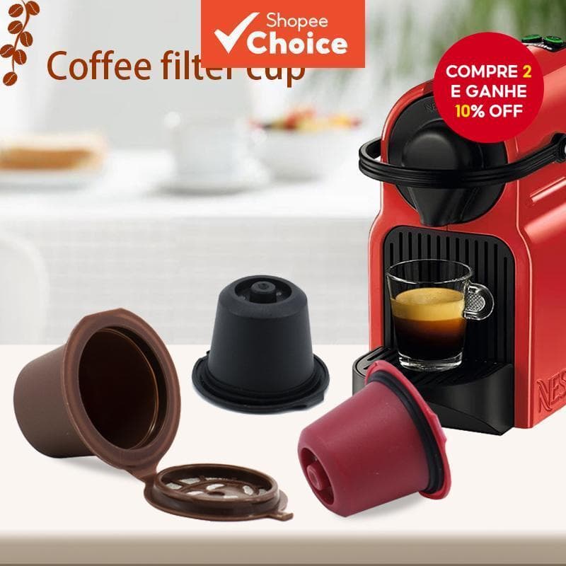 6 Peças Recarregáveis Reutilizáveis para Cápsula Nespresso , Máquina de Café Expresso Cápsulas com Colher Uma Escova