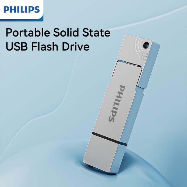 Philips USB 3.2 e SSD Portátil com Duas Portas (usb-a e Usb-c) – Velocidade de Leitura de 550 MB/s, Compatível com Pc,
