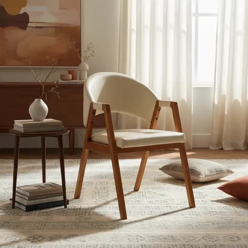 Cadeira Poltrona Sofá Confortável Dora Corano Bege-ocre Liso