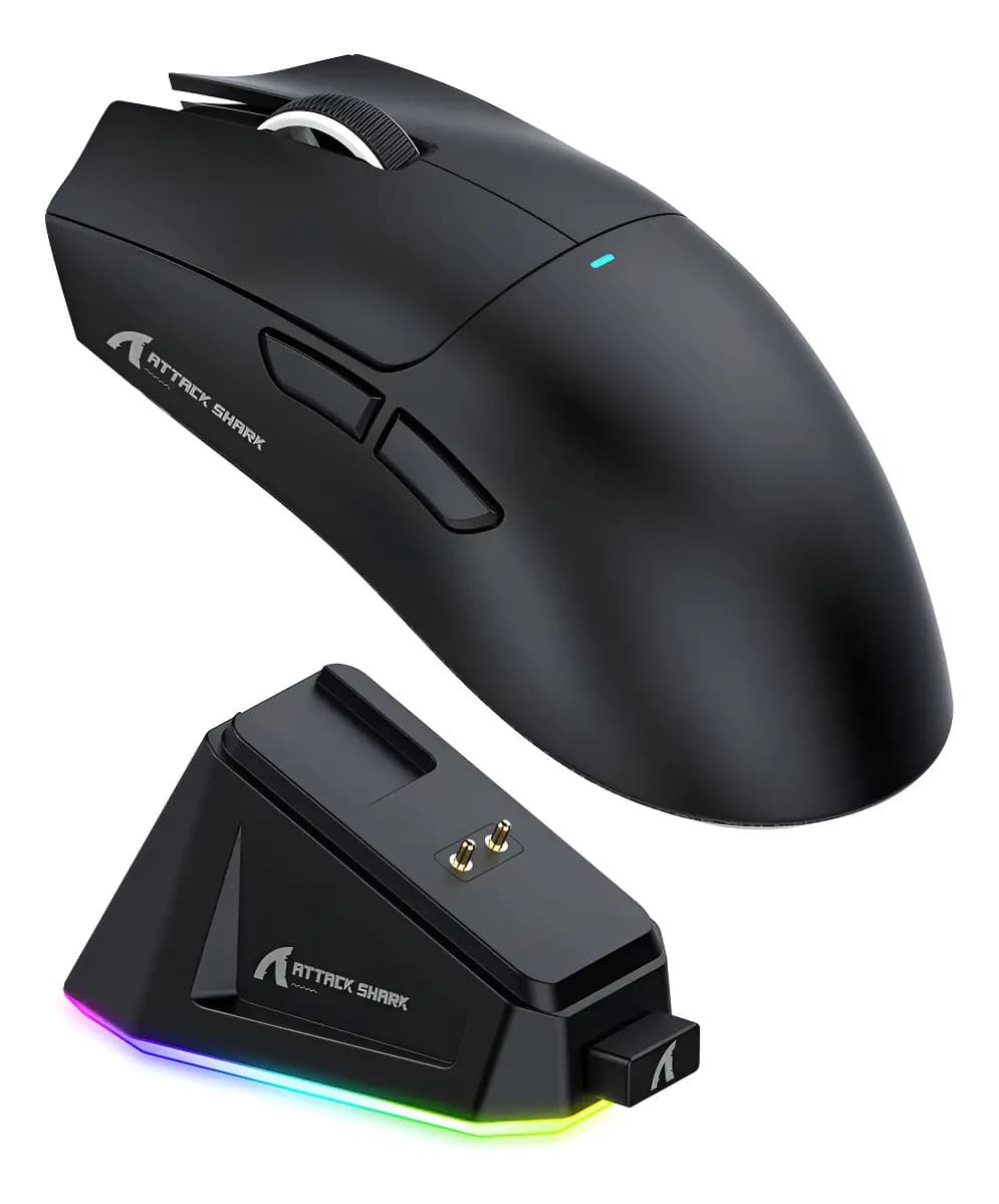 Mouse Gamer X11 Attack Shark Tri Mode 22000dpi Paw3311 Dock Cor Preto
