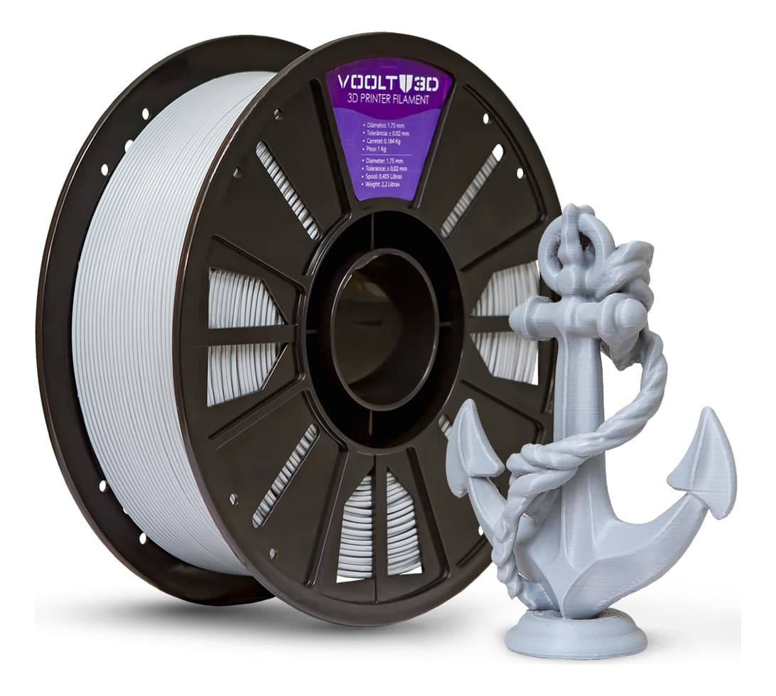 Filamento Pla 1.75mm Premium Alto Teor de Pureza 1kg Cor Cinza Claro Voolt3D