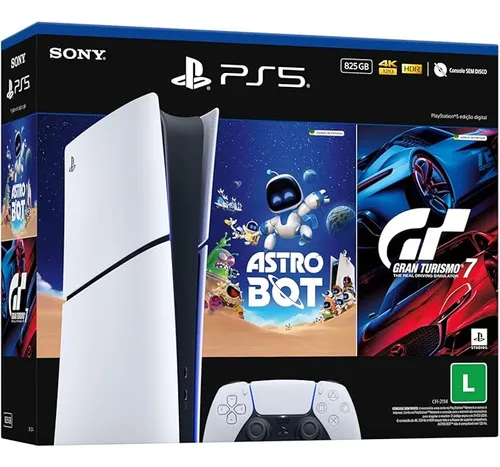 Console Playstation®5 Slim Digital - Pacote Astro Bot e Gran Turismo 7 - Branco