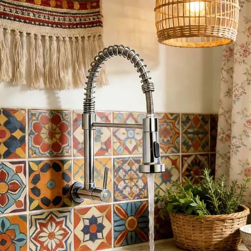 Torneira de Parede de Aço Inoxidável para Cozinha