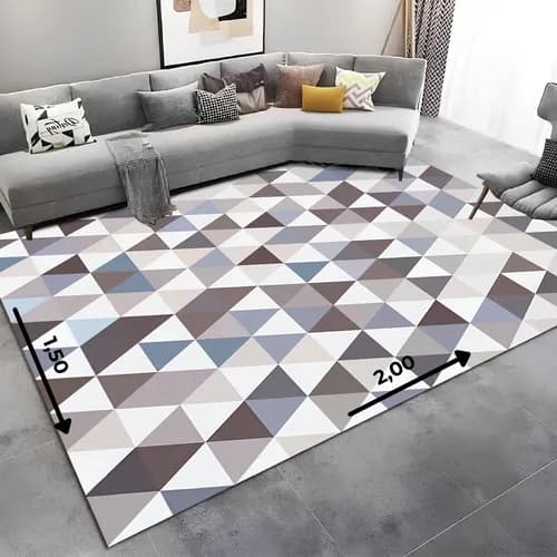 Tapete 2,00x1,40 Belga Antiderrapante Moderno Geométrico Sala e Quarto Luxo Fácil de Limpar Cores Cor Cinza Desenho do Tecido Casa Laura Enxovais Emborrachado Tapete Médio para Sala 2 M 1.4 M