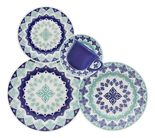 Aparelho de Jantar Oxford Cerâmica Lola 20 Pç Cor Estampado