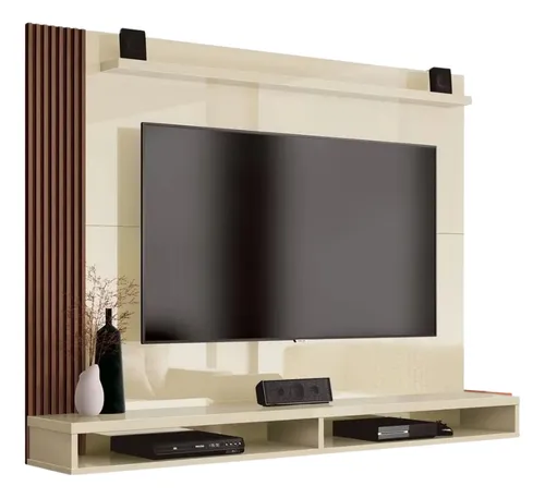 Painel Tv Ripado Edn Dijon Mdp Off White/natural Até 50 Pol Off White/naturale