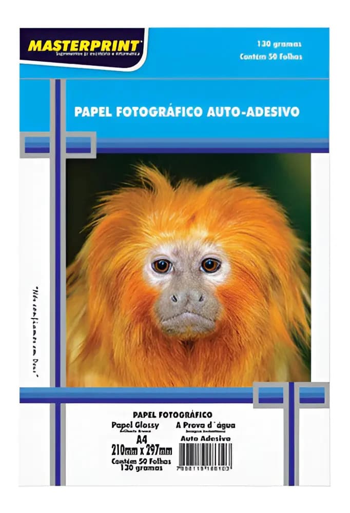 Kit 2 Pacotes Papel Fotográfico A4 Glossy Adesivo 130g Masterprint Cor Branco