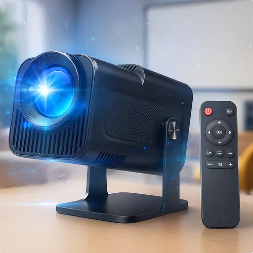 Projetor Hy320 Davely Smart Tv Android Wifi6 390 Ansi Lumens Full HD 4K Mini Projetor Portátil Preto com Controle Remoto 127/220v