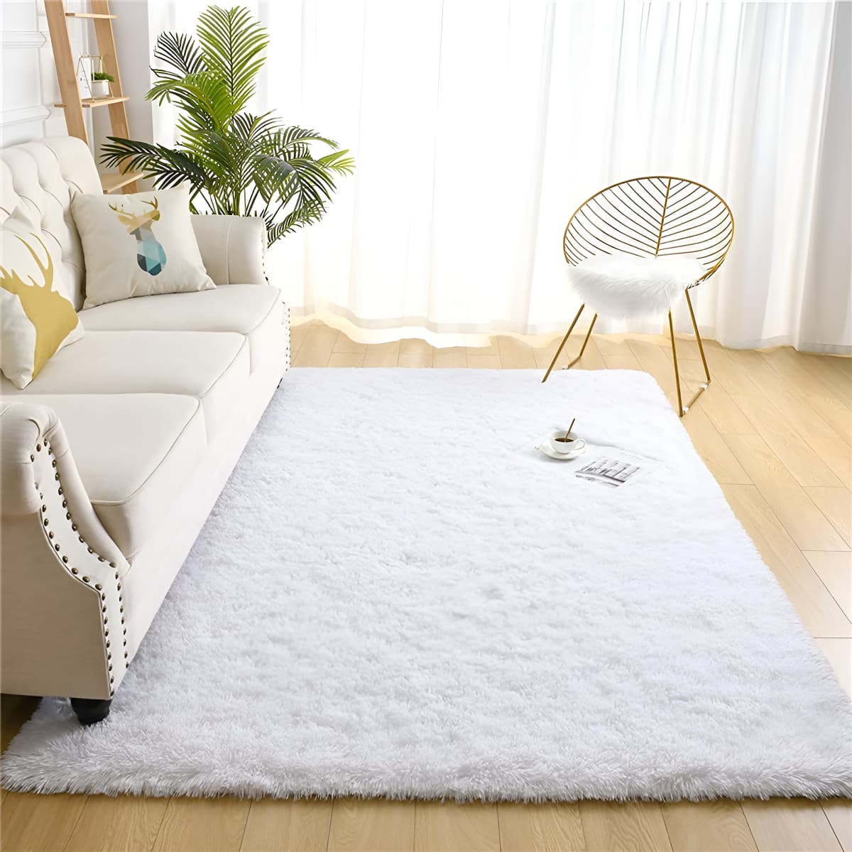 Tapete 2x1,5 Sala Peludo Quarto Cores Variadas Cor Branco Desenho do Tecido Pelo Alto