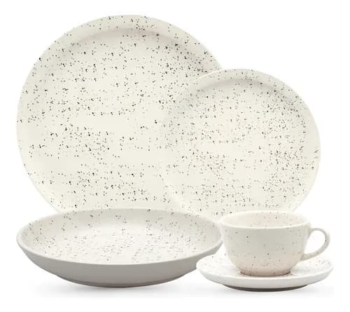 Aparelho de Jantar e Chá 30 Peças Oxford Flat Chuvisco Off White