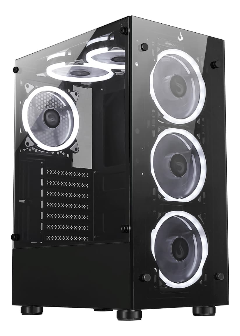 Gabinete Gamer Atx Rise Mode Glass 06x Black em Vidro Temperado S/fan Cor Preto