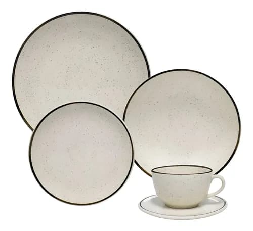 Jogo de Jantar e Chá 20 Peças Unni Brisa Oxford Aw20-5903 Bege