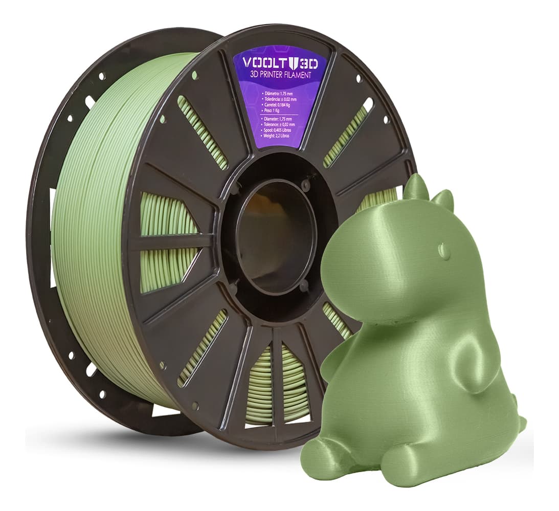 Filamento Pla Verde Oliva Velvet Aveludado 1kg para Peças Voolt3D Fabricação Nacional