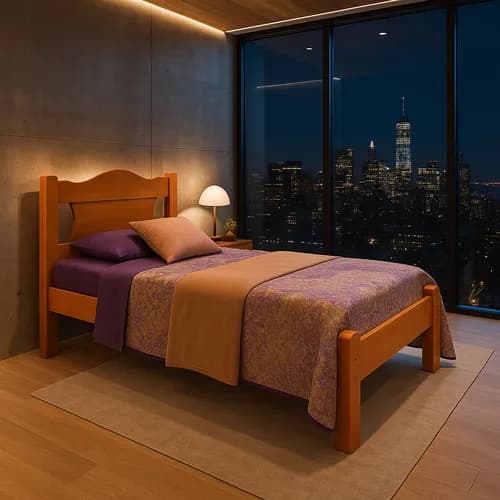 Cama para Quarto de Solteiro Munique 100% em Mdf Cor Nature Nature Munique