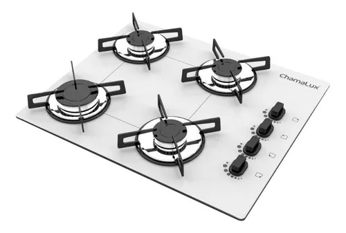 Cooktop 4 Bocas Chamalux Ultra Chama Bivolt Trempe de Chapa Branco 127/220v