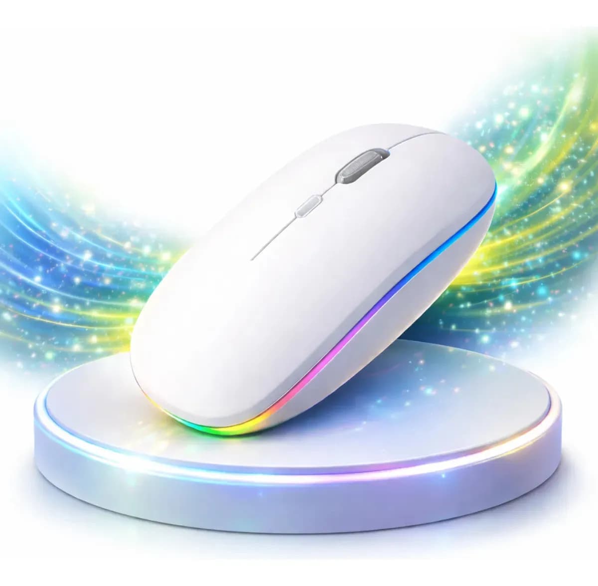 Mouse Sem Fio Recarregável Rgb Maxnova Ergonômico USB Gamer Branco