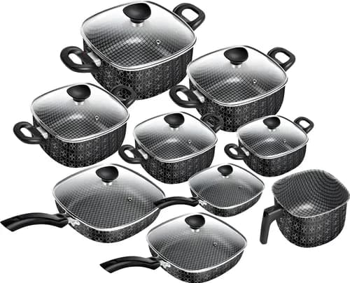 Jogo de Panelas Patolux 9 Peças Antiaderente Alumínio Preto