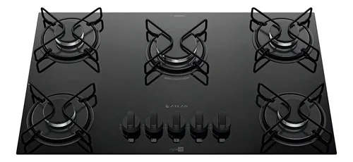 Cooktop 5 Bocas a Gás Atlas Agile Up Mega Chama Preto 127/220v