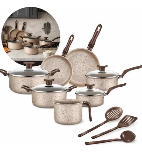 Conjunto de Panelas Antiaderente 10 Peças Coffee Cappuccino Imperial