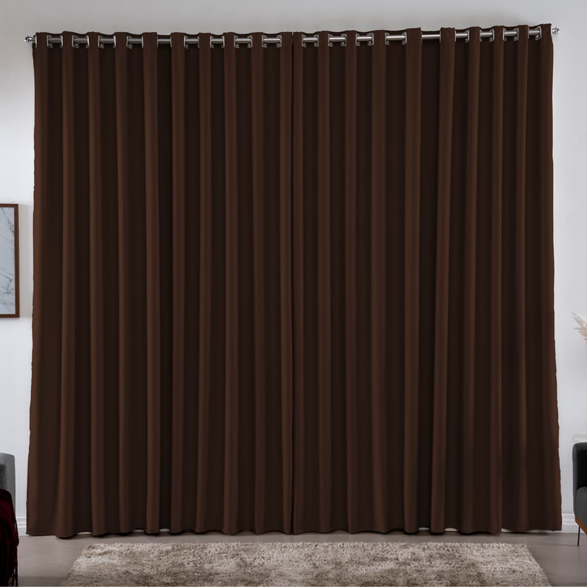 Cortina 4,00x2,80 Metros Blackout Blecaute Tabaco Corta Luz em Tecido Grosso para Quarto e Sala Casa Laura Enxovais