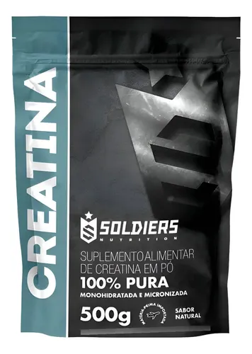 Creatina Monohidratada 500g Soldiers Nutrition 100% Pura Importada Alta Performance Músculo Treino Sem Sabor