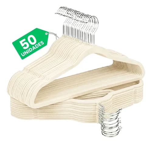 Kit Cabides Veludo de Roupa Antideslizante Slim Adulto 50 Un Bege