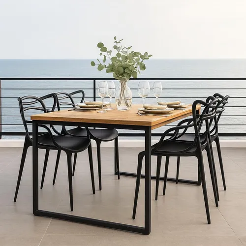 Kit Mesa de Jantar Vintage 120x80 + 4 Cadeiras Allegra Lâmina Mel Liso