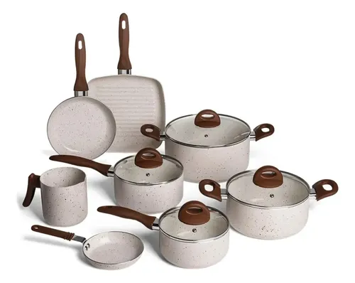 Conj de Panelas 8 Peças Ceramic Life Smart Plus Vanilla - Brinox Baunilha