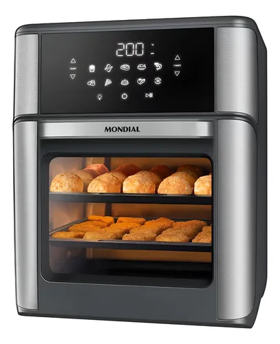 Air Fryer Forno 12l Afon-12l-gi 2000w Digital Mondial - Preto e Inox 127v