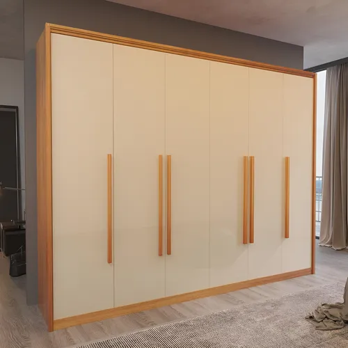 Guarda-roupa Casal Rivoli 100%mdf 6 Portas 6 Gav Bom Pastor Cor Naturale/off