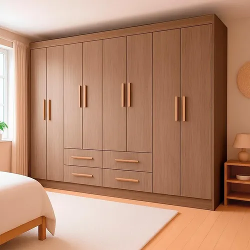 Guarda-roupa Casal Lite 8 Portas 4 Gavetas Carvalho Marrom